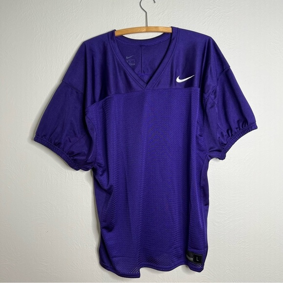Nike Vapor Varsity Purple V-Neck Short Sleeve Football Practice Jersey Top Sz L - Picture 2 of 13